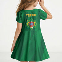 Personalized Turkmenistan Kid Short Sleeve Dress Happy Independence Day