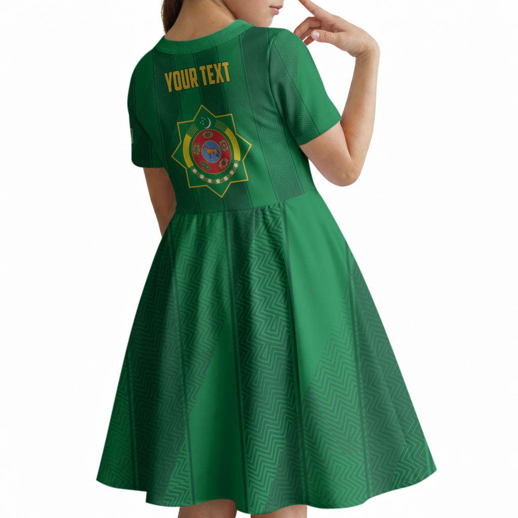 Personalized Turkmenistan Kid Short Sleeve Dress Happy Independence Day