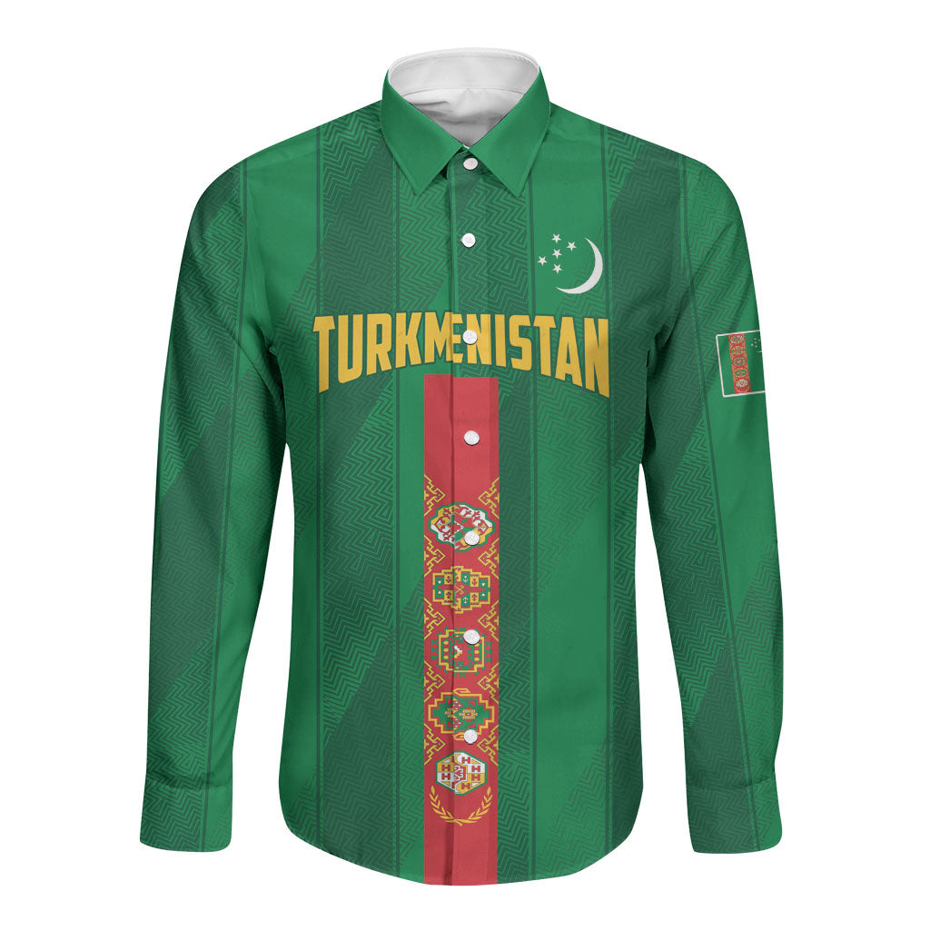 Personalized Turkmenistan Long Sleeve Button Shirt Happy Independence Day