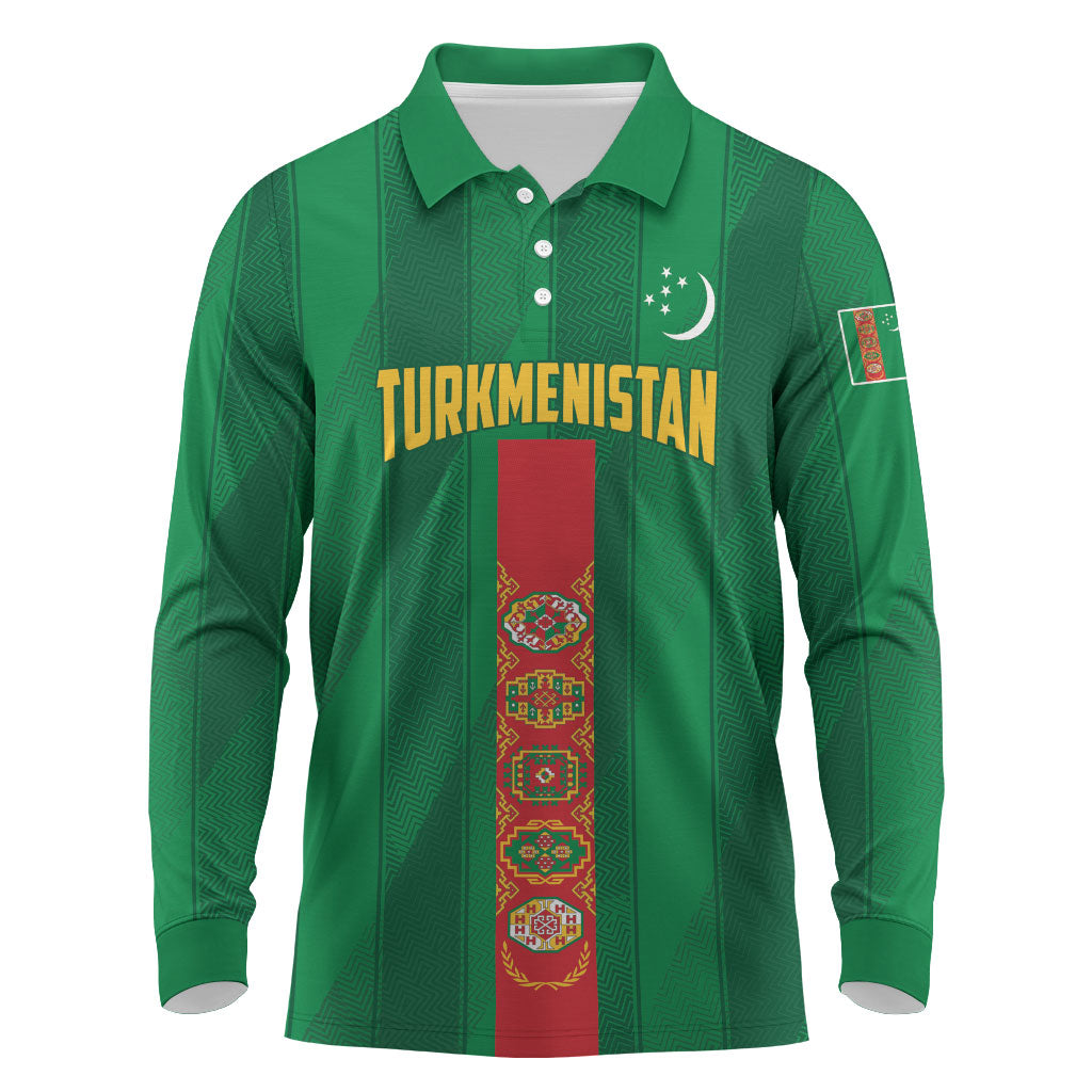 Personalized Turkmenistan Long Sleeve Polo Shirt Happy Independence Day