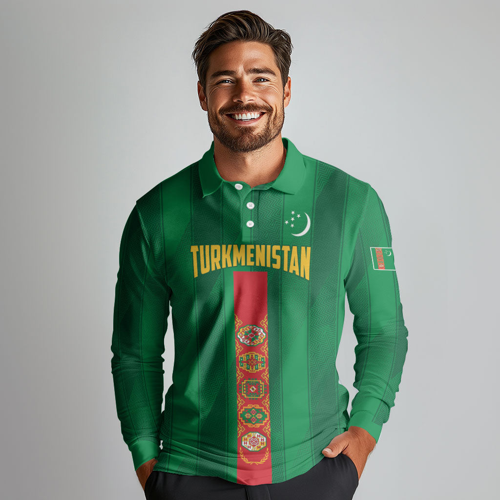 Personalized Turkmenistan Long Sleeve Polo Shirt Happy Independence Day