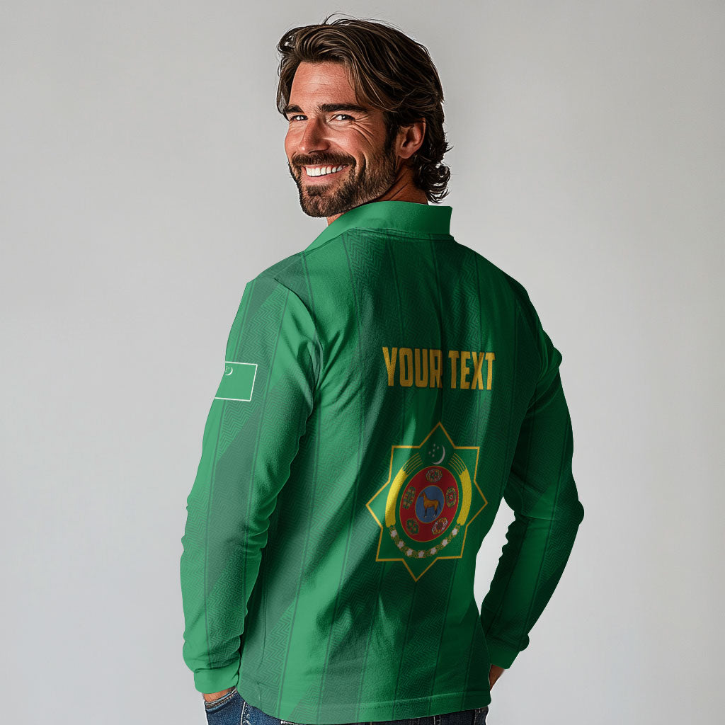 Personalized Turkmenistan Long Sleeve Polo Shirt Happy Independence Day