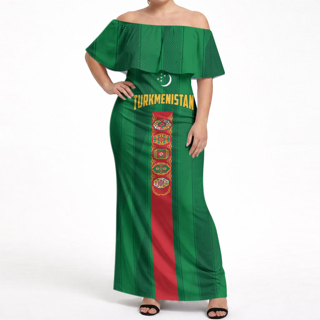 Personalized Turkmenistan Off Shoulder Maxi Dress Happy Independence Day