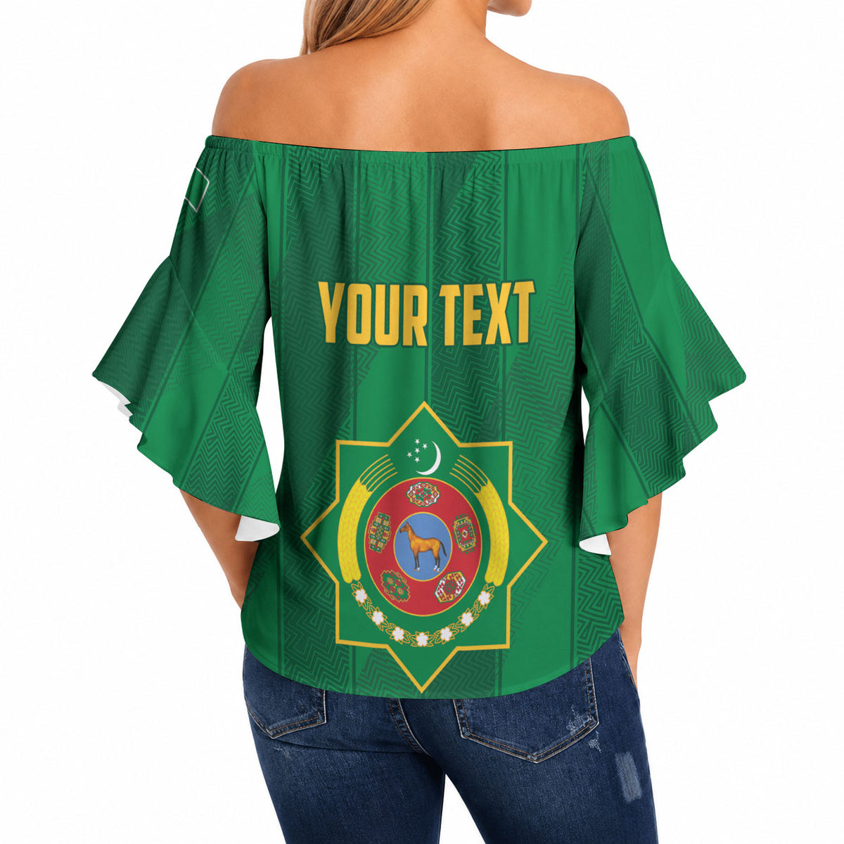 Personalized Turkmenistan Off Shoulder Wrap Waist Top Happy Independence Day