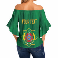 Personalized Turkmenistan Off Shoulder Wrap Waist Top Happy Independence Day