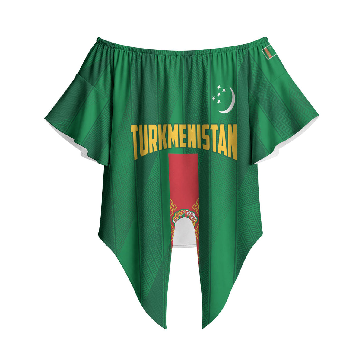 Personalized Turkmenistan Off Shoulder Wrap Waist Top Happy Independence Day