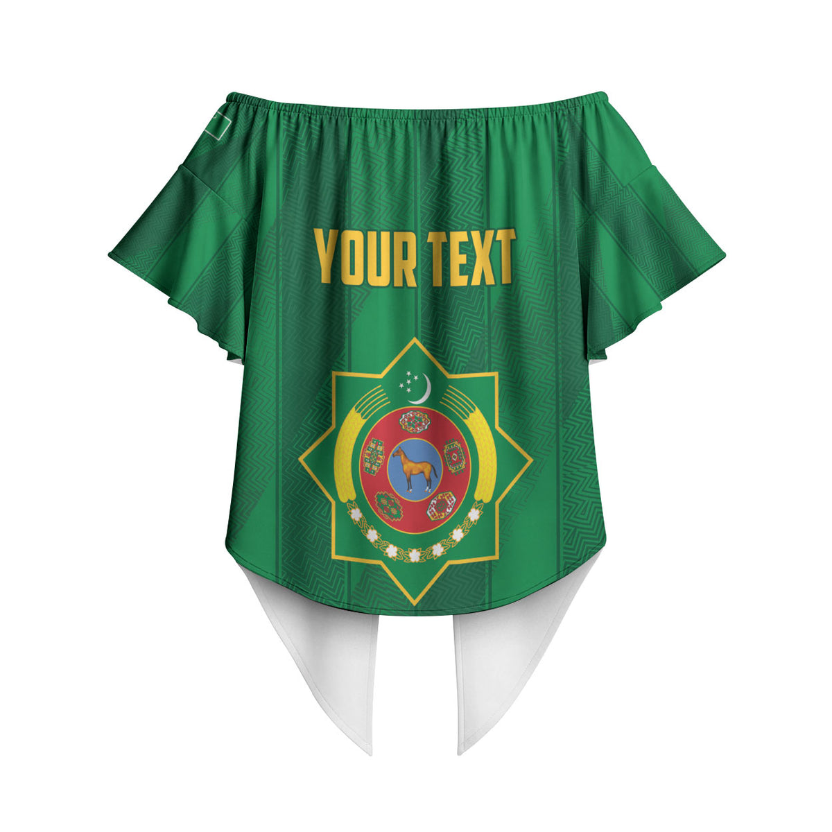 Personalized Turkmenistan Off Shoulder Wrap Waist Top Happy Independence Day