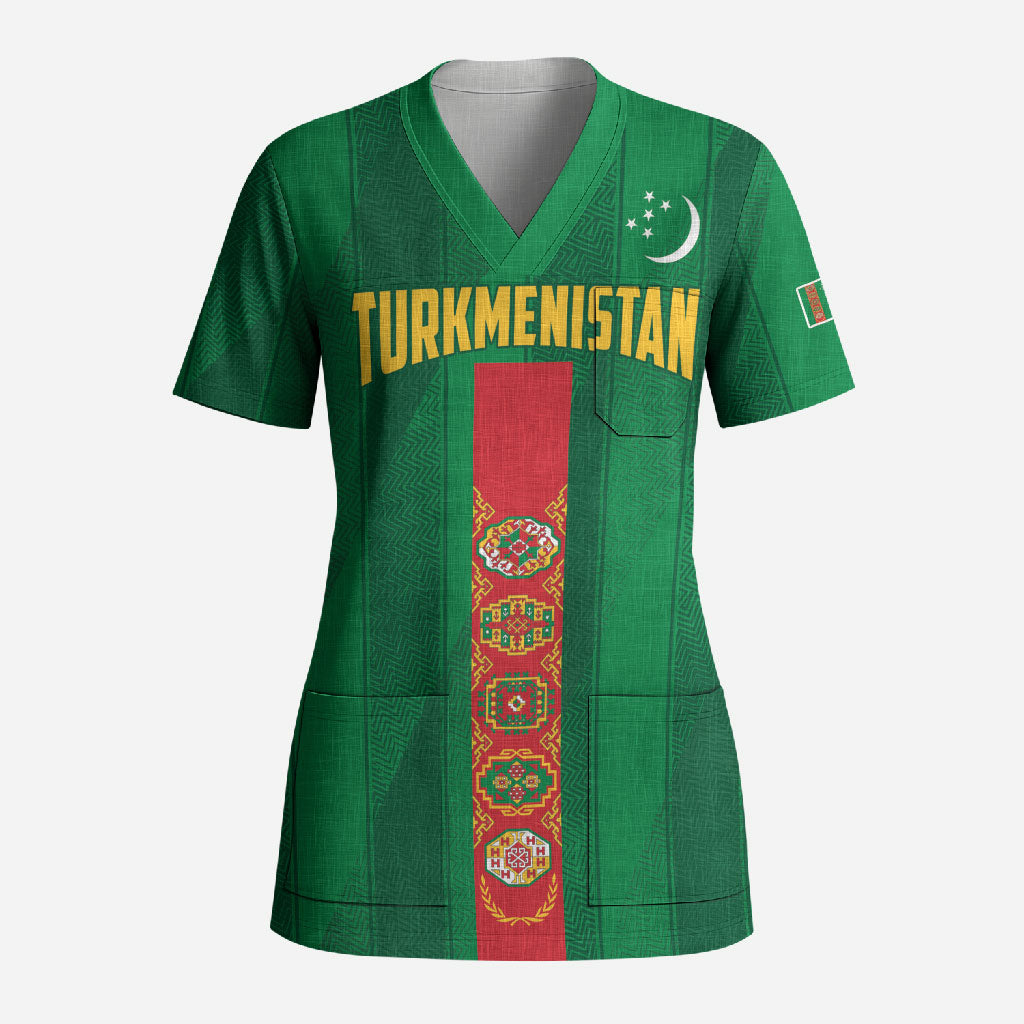 Personalized Turkmenistan Scrub Top Happy Independence Day
