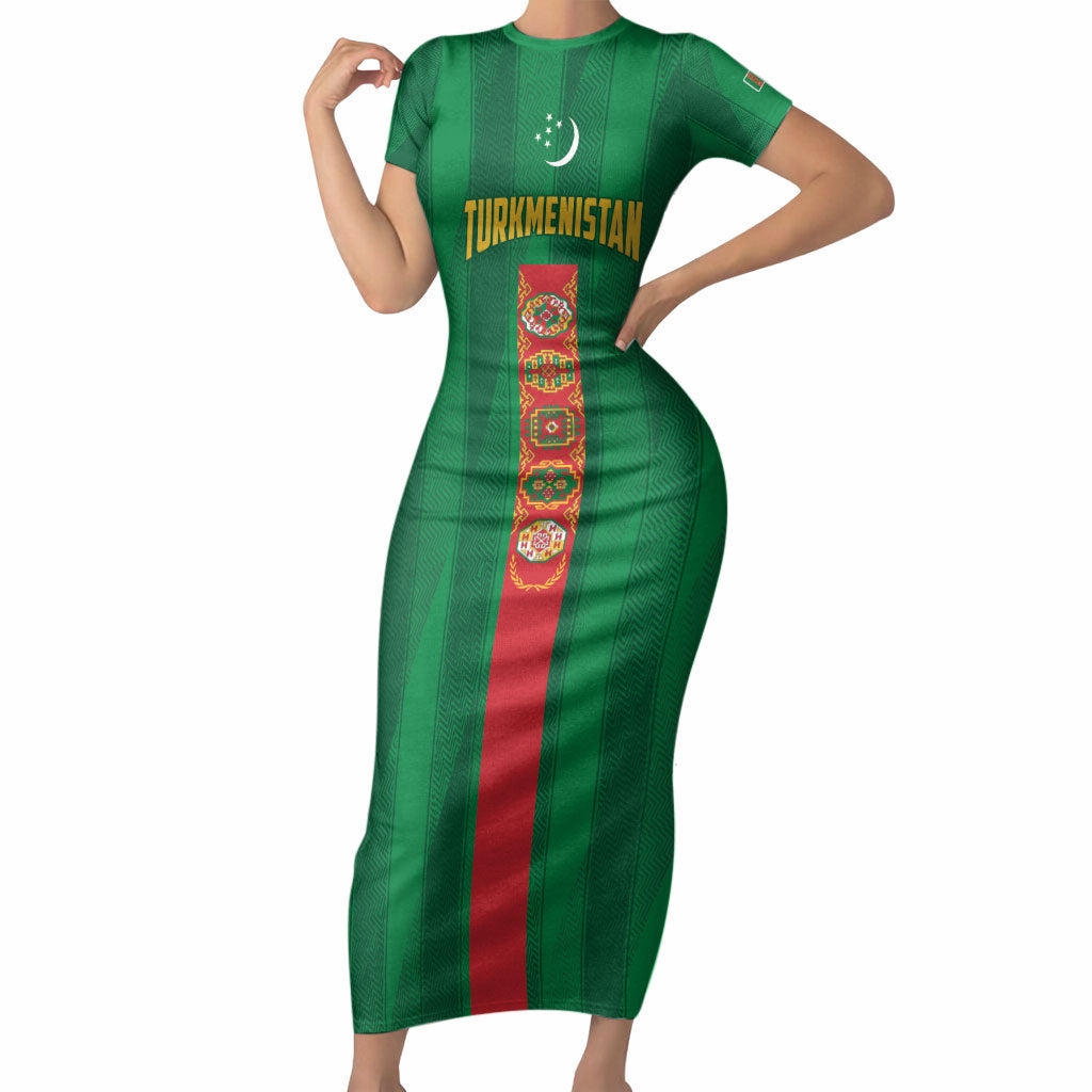 Personalized Turkmenistan Short Sleeve Bodycon Dress Happy Independence Day