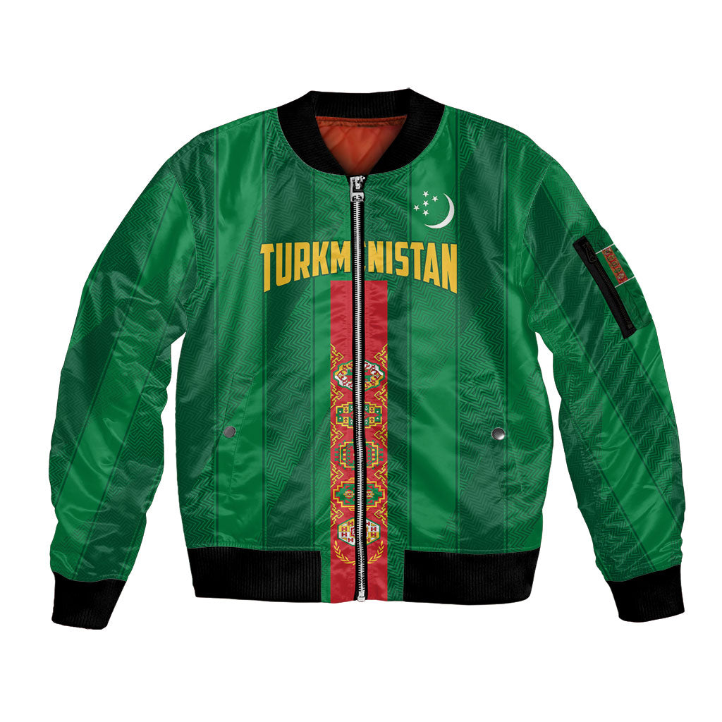 Personalized Turkmenistan Sleeve Zip Bomber Jacket Happy Independence Day