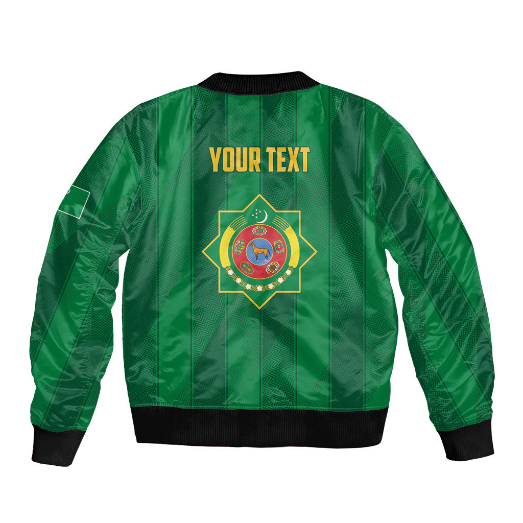 Personalized Turkmenistan Sleeve Zip Bomber Jacket Happy Independence Day