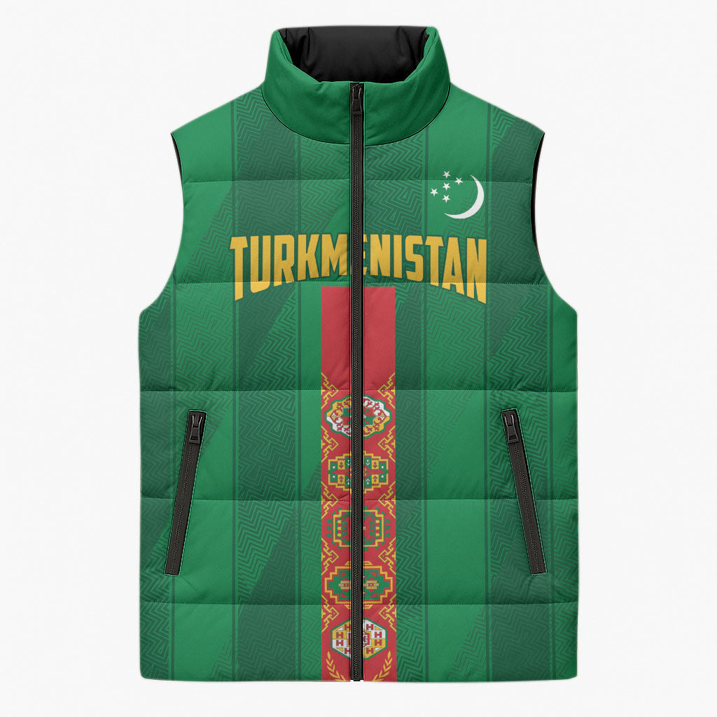 Personalized Turkmenistan Sleeveless Puffer Jacket Happy Independence Day
