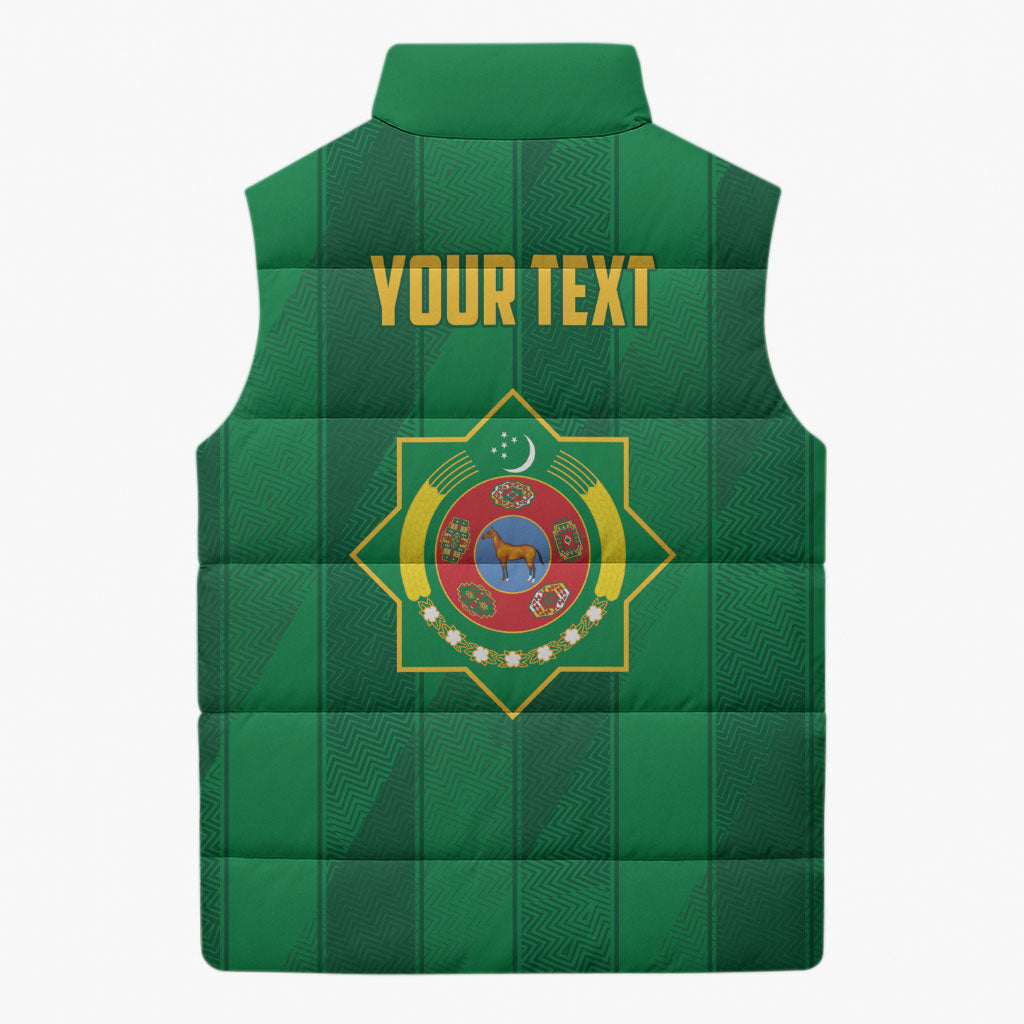 Personalized Turkmenistan Sleeveless Puffer Jacket Happy Independence Day