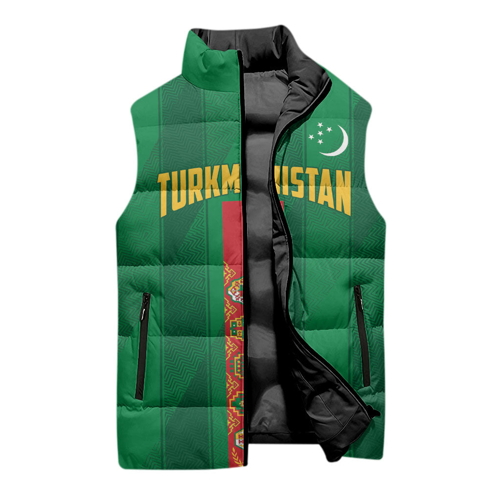 Personalized Turkmenistan Sleeveless Puffer Jacket Happy Independence Day