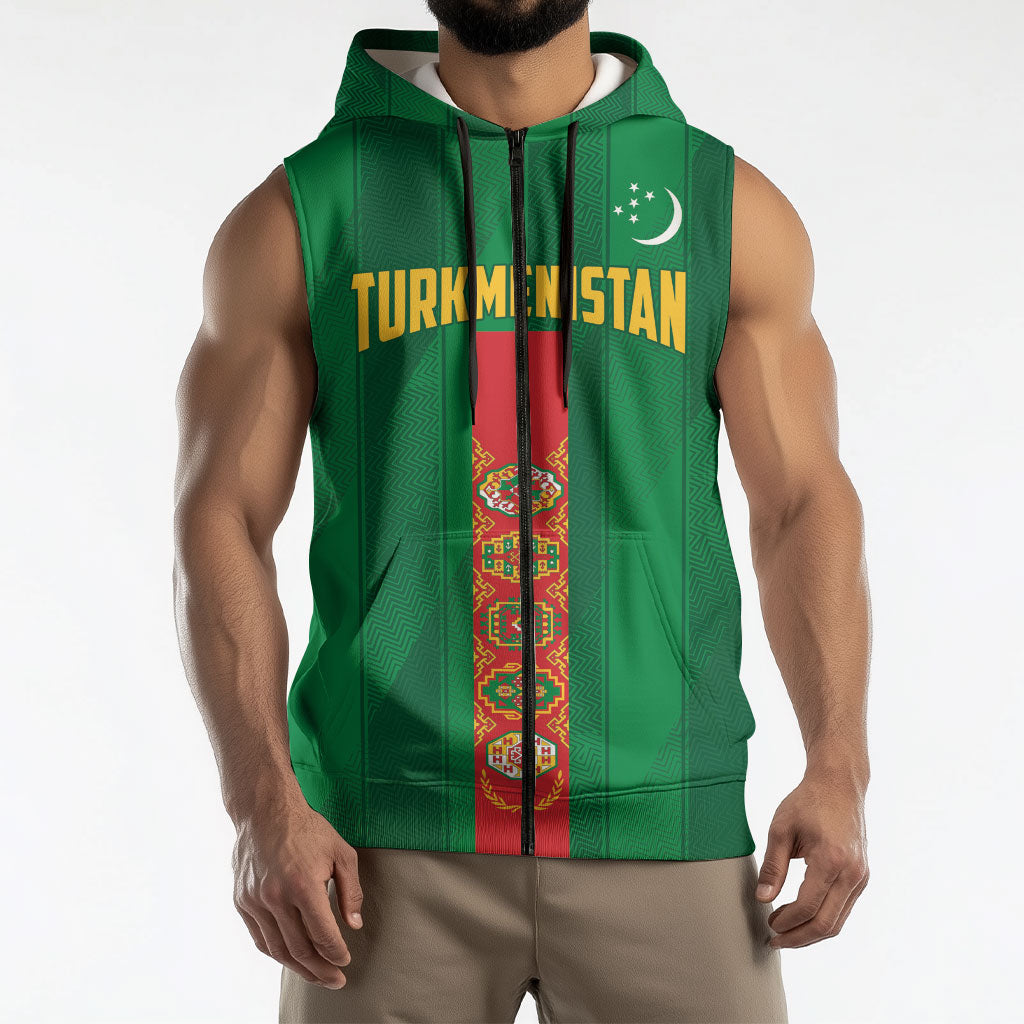 Personalized Turkmenistan Sleeveless Zip Hoodie Happy Independence Day
