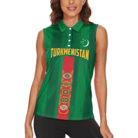 Personalized Turkmenistan Women Sleeveless Polo Shirt Happy Independence Day