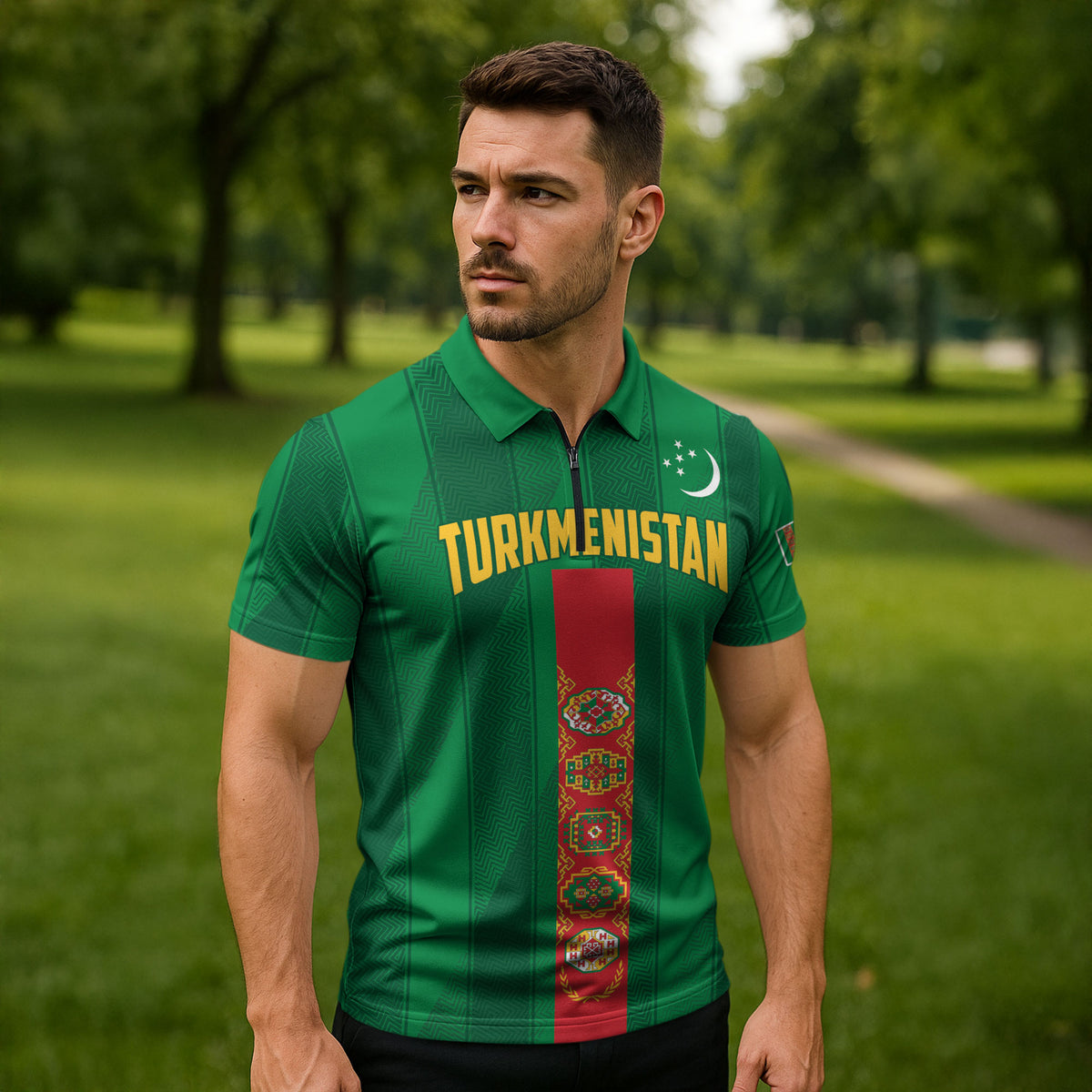 Personalized Turkmenistan Zipper Polo Shirt Happy Independence Day