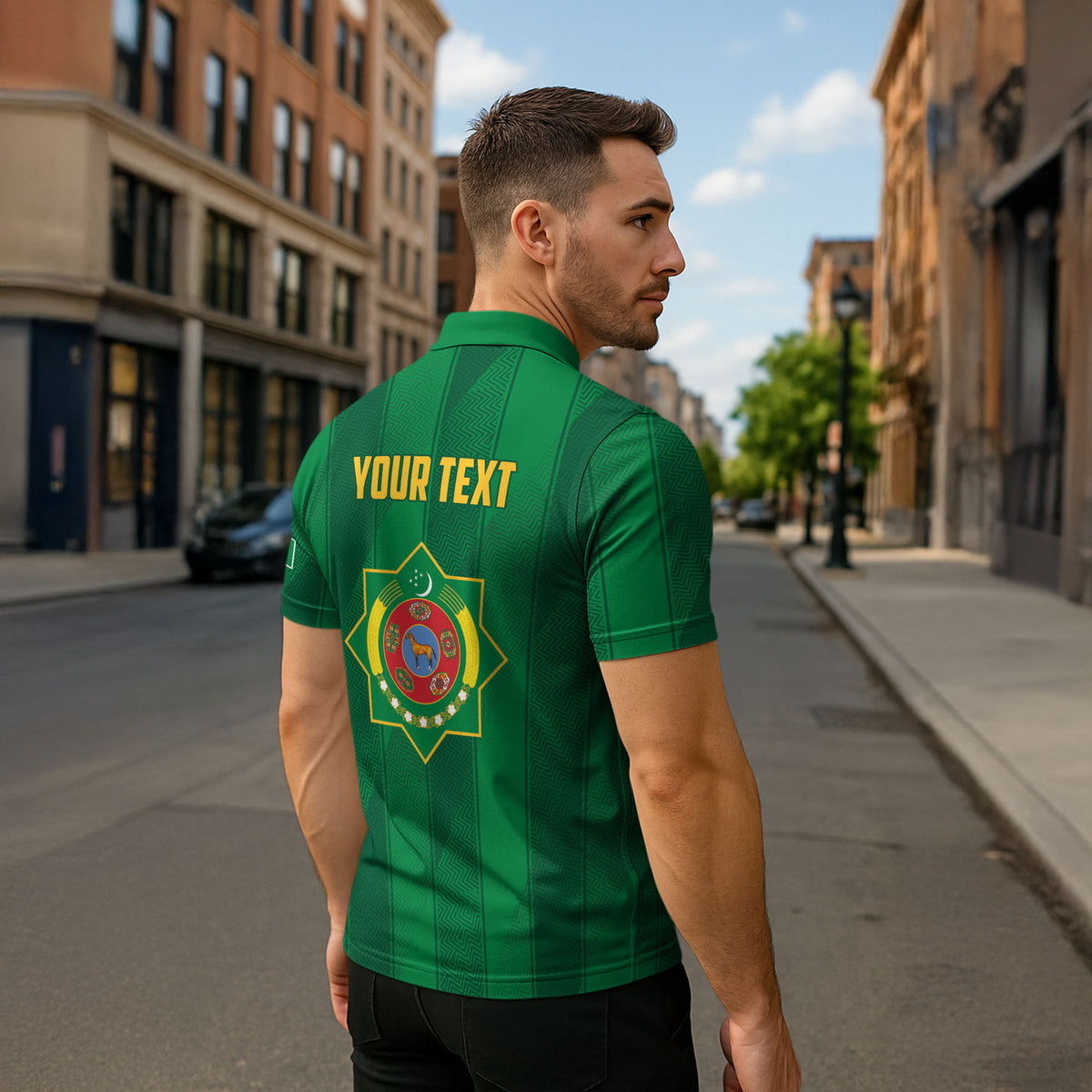 Personalized Turkmenistan Zipper Polo Shirt Happy Independence Day