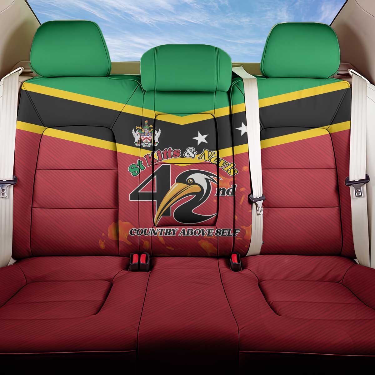 St Kitts and Nevis 42nd Independence Day Back Car Seat Cover Country Above Self - Wonder Print Shop