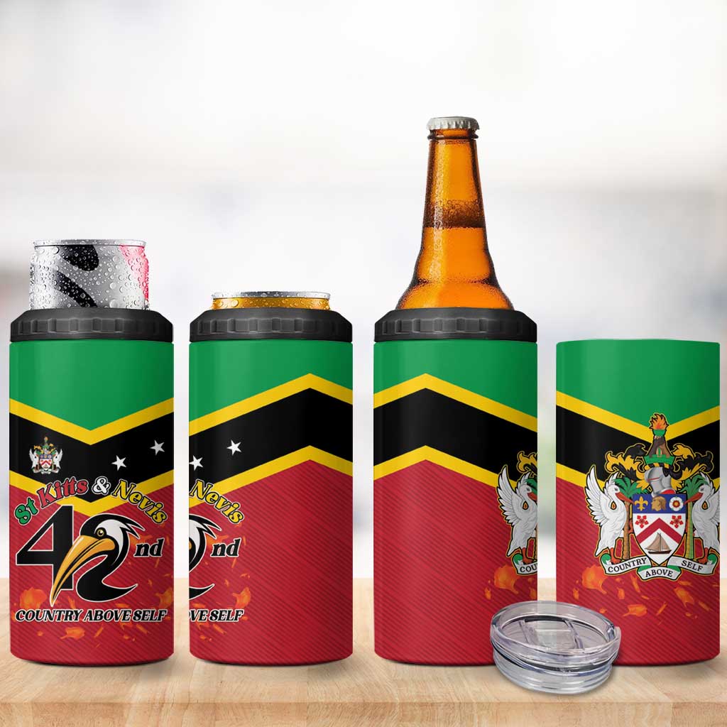 St Kitts and Nevis 42nd Independence Day 4 in 1 Can Cooler Tumbler Country Above Self - Wonder Print Shop