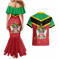St Kitts and Nevis 42nd Independence Day Couples Matching Mermaid Dress and Hawaiian Shirt Country Above Self LT01