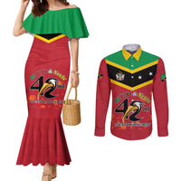 St Kitts and Nevis 42nd Independence Day Couples Matching Mermaid Dress and Long Sleeve Button Shirt Country Above Self LT01