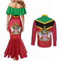 St Kitts and Nevis 42nd Independence Day Couples Matching Mermaid Dress and Long Sleeve Button Shirt Country Above Self LT01