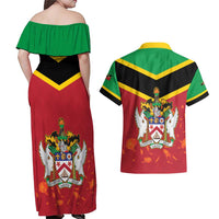 St Kitts and Nevis 42nd Independence Day Couples Matching Off Shoulder Maxi Dress and Hawaiian Shirt Country Above Self LT01