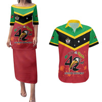 St Kitts and Nevis 42nd Independence Day Couples Matching Puletasi and Hawaiian Shirt Country Above Self LT01