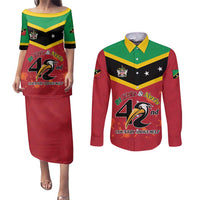 St Kitts and Nevis 42nd Independence Day Couples Matching Puletasi and Long Sleeve Button Shirt Country Above Self LT01