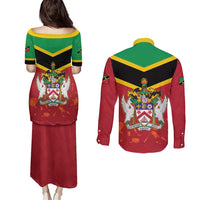 St Kitts and Nevis 42nd Independence Day Couples Matching Puletasi and Long Sleeve Button Shirt Country Above Self LT01
