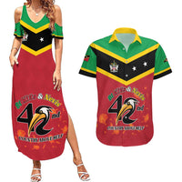 St Kitts and Nevis 42nd Independence Day Couples Matching Summer Maxi Dress and Hawaiian Shirt Country Above Self LT01
