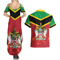 St Kitts and Nevis 42nd Independence Day Couples Matching Summer Maxi Dress and Hawaiian Shirt Country Above Self LT01