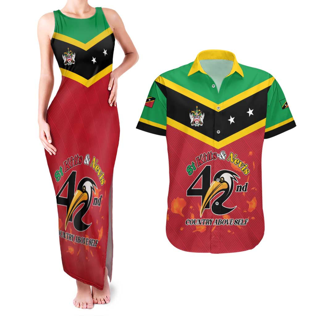 St Kitts and Nevis 42nd Independence Day Couples Matching Tank Maxi Dress and Hawaiian Shirt Country Above Self LT01