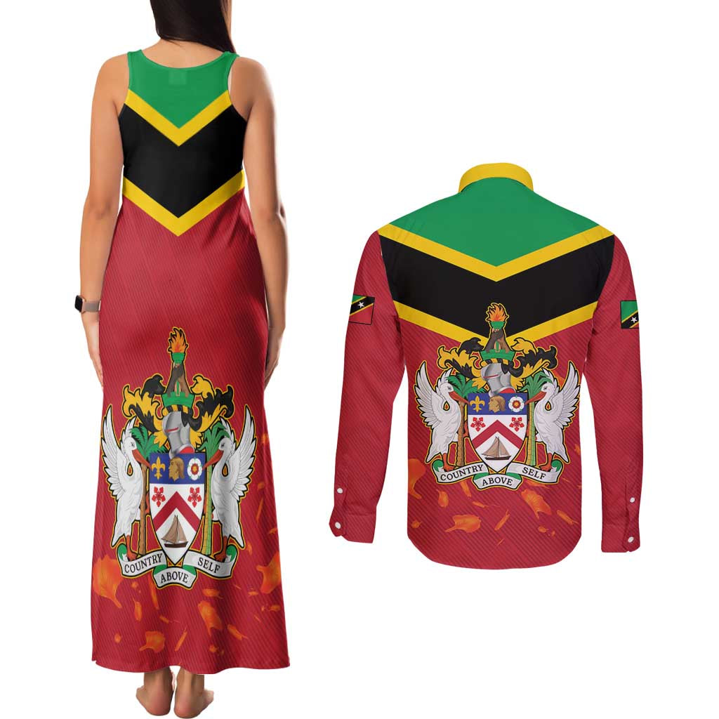 St Kitts and Nevis 42nd Independence Day Couples Matching Tank Maxi Dress and Long Sleeve Button Shirt Country Above Self LT01