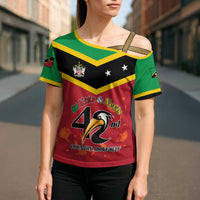 St Kitts and Nevis 42nd Independence Day Cross Shoulder Shirt Country Above Self LT01
