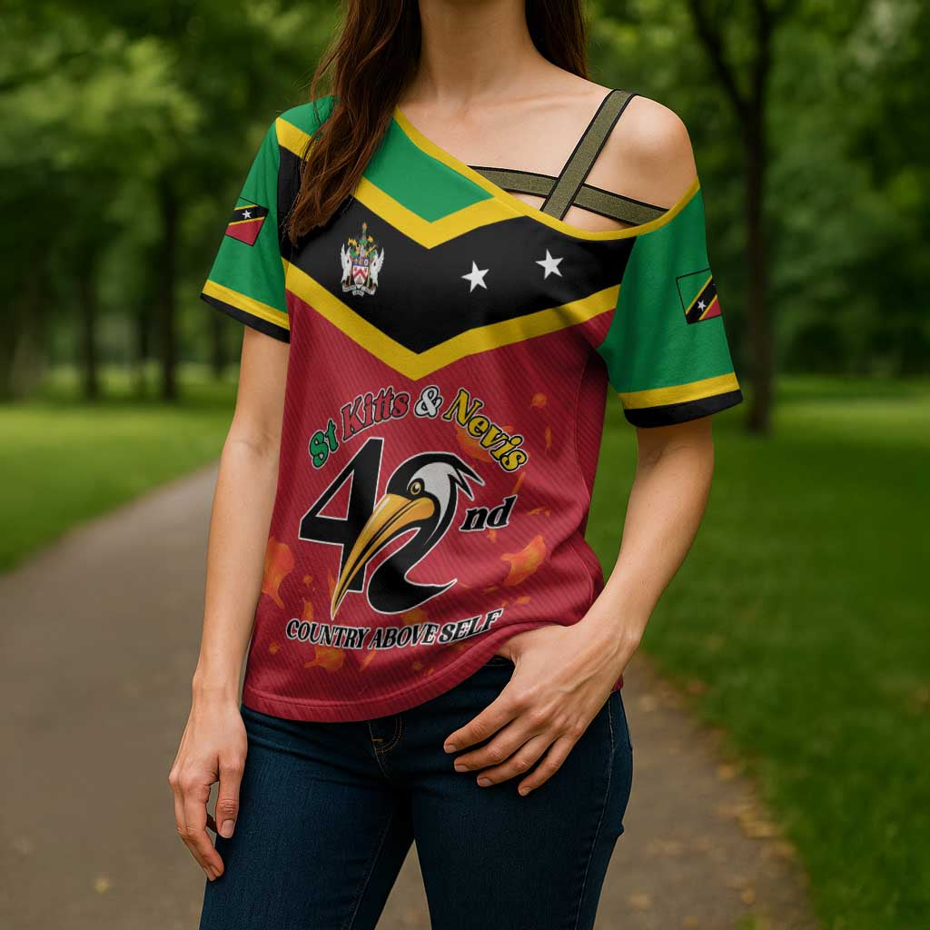 St Kitts and Nevis 42nd Independence Day Cross Shoulder Shirt Country Above Self LT01