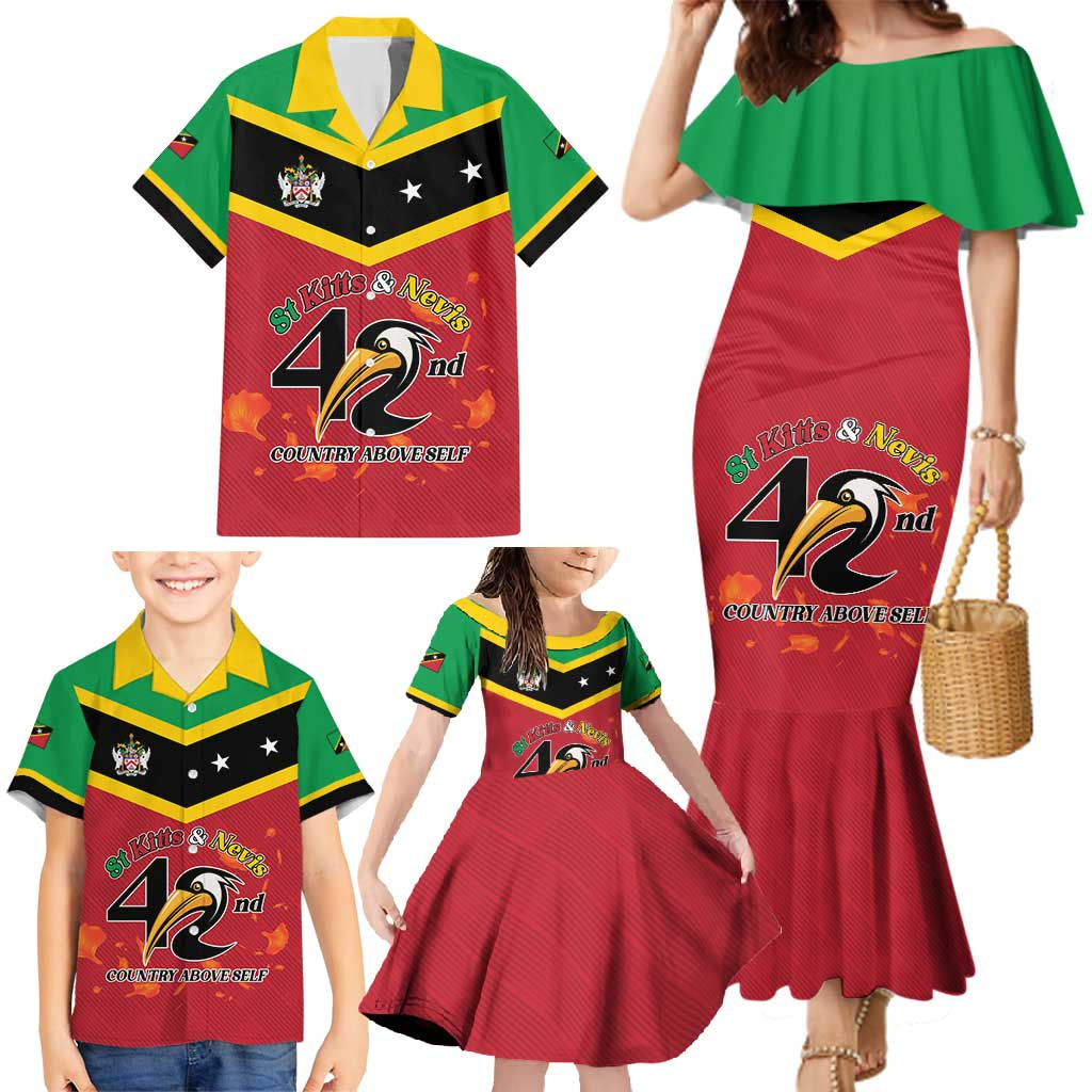St Kitts and Nevis 42nd Independence Day Family Matching Mermaid Dress and Hawaiian Shirt Country Above Self LT01