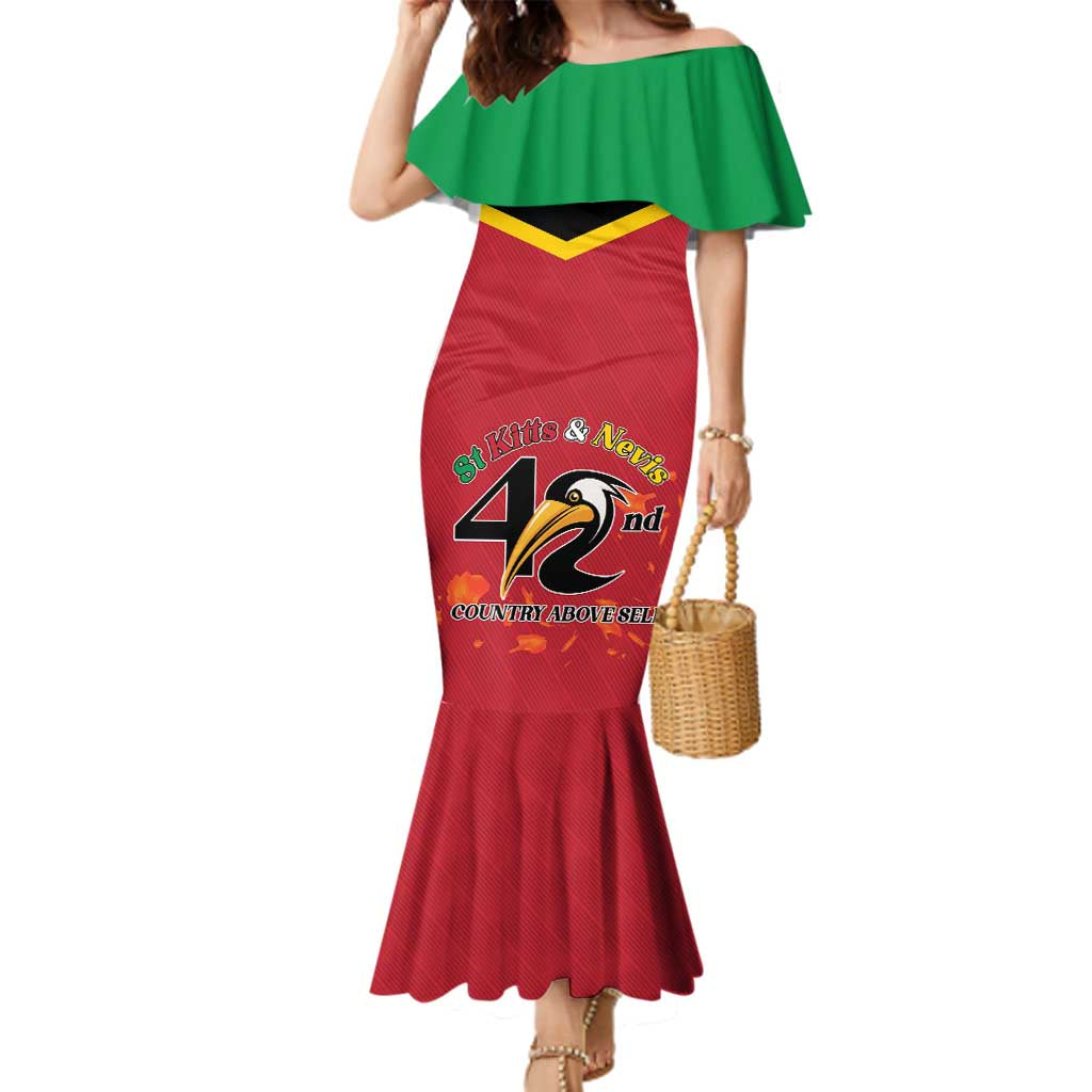 St Kitts and Nevis 42nd Independence Day Family Matching Mermaid Dress and Hawaiian Shirt Country Above Self LT01