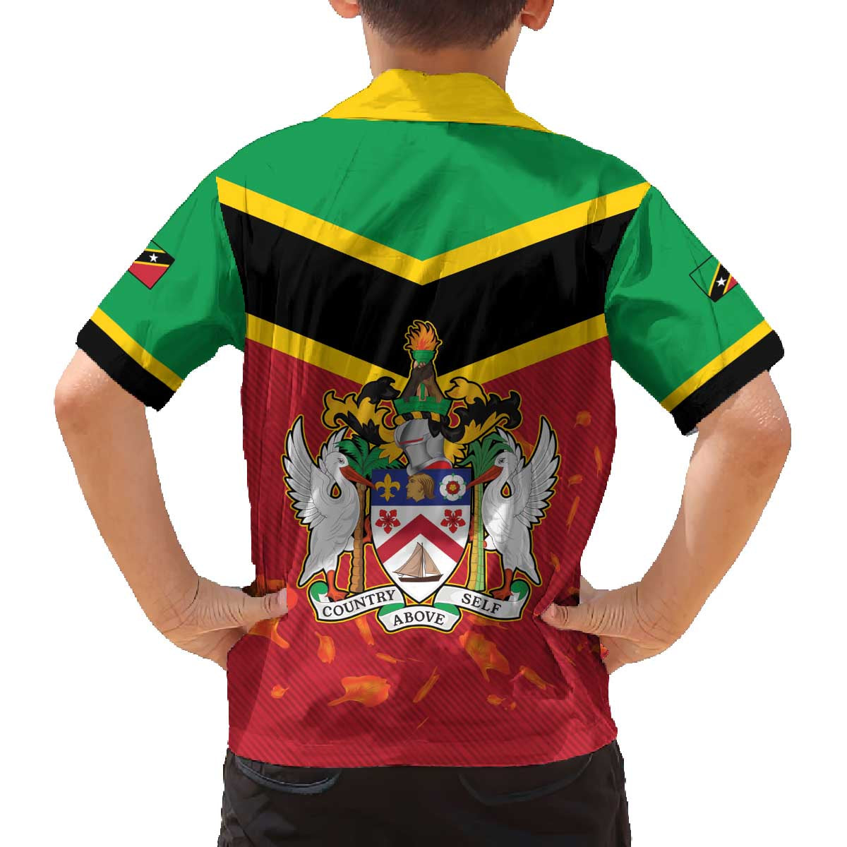 St Kitts and Nevis 42nd Independence Day Family Matching Off The Shoulder Long Sleeve Dress and Hawaiian Shirt Country Above Self LT01