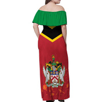 St Kitts and Nevis 42nd Independence Day Family Matching Off Shoulder Maxi Dress and Hawaiian Shirt Country Above Self LT01