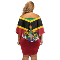 St Kitts and Nevis 42nd Independence Day Family Matching Off Shoulder Short Dress and Hawaiian Shirt Country Above Self LT01