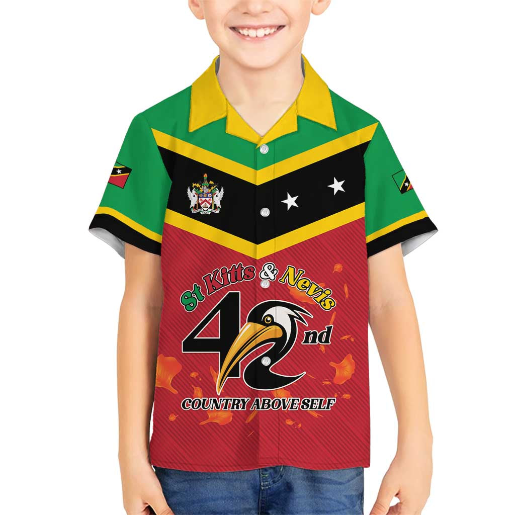 St Kitts and Nevis 42nd Independence Day Family Matching Off Shoulder Short Dress and Hawaiian Shirt Country Above Self LT01