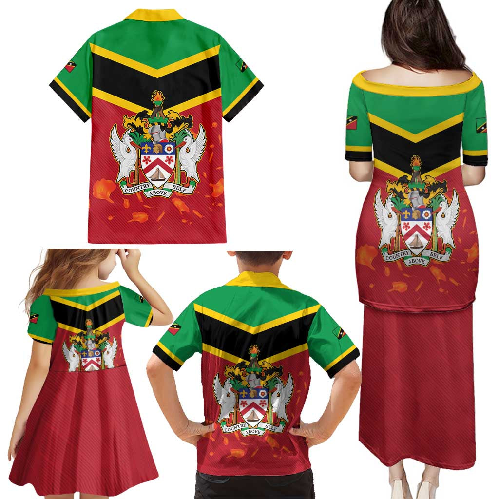 St Kitts and Nevis 42nd Independence Day Family Matching Puletasi and Hawaiian Shirt Country Above Self LT01