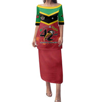 St Kitts and Nevis 42nd Independence Day Family Matching Puletasi and Hawaiian Shirt Country Above Self LT01