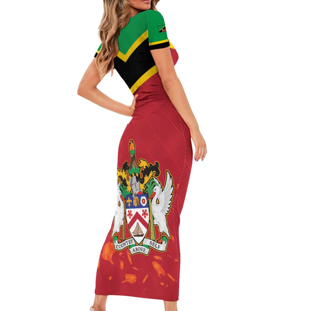 St Kitts and Nevis 42nd Independence Day Family Matching Short Sleeve Bodycon Dress and Hawaiian Shirt Country Above Self LT01