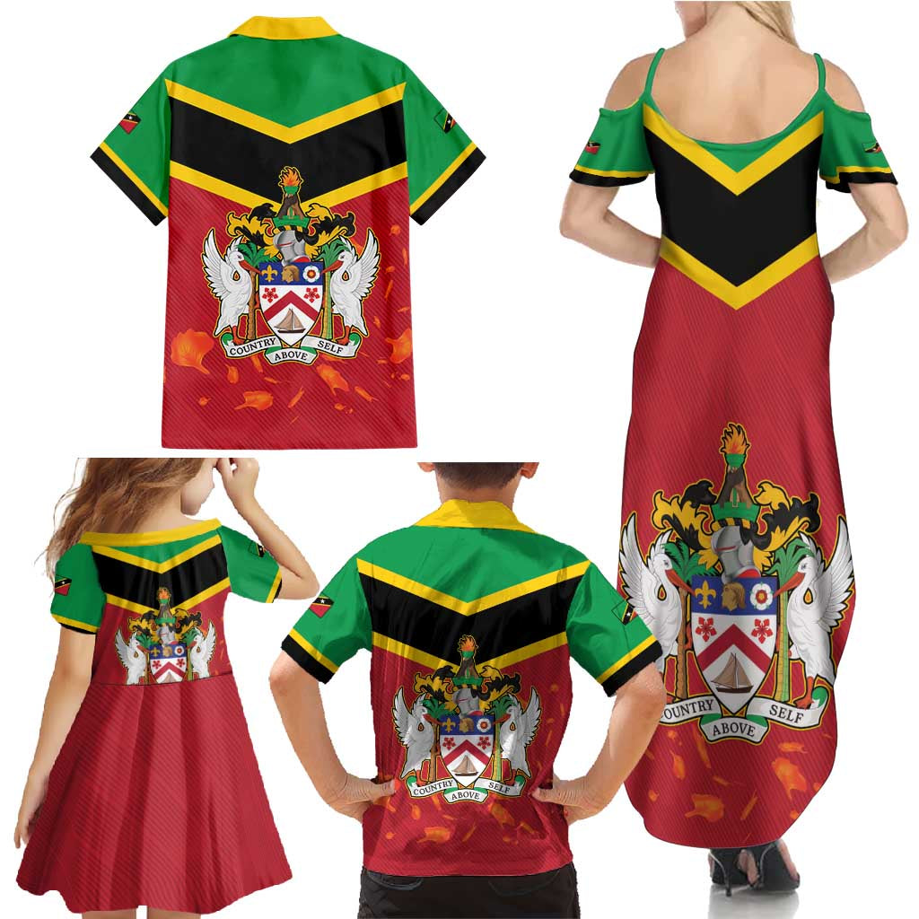 St Kitts and Nevis 42nd Independence Day Family Matching Summer Maxi Dress and Hawaiian Shirt Country Above Self LT01