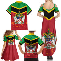 St Kitts and Nevis 42nd Independence Day Family Matching Summer Maxi Dress and Hawaiian Shirt Country Above Self LT01