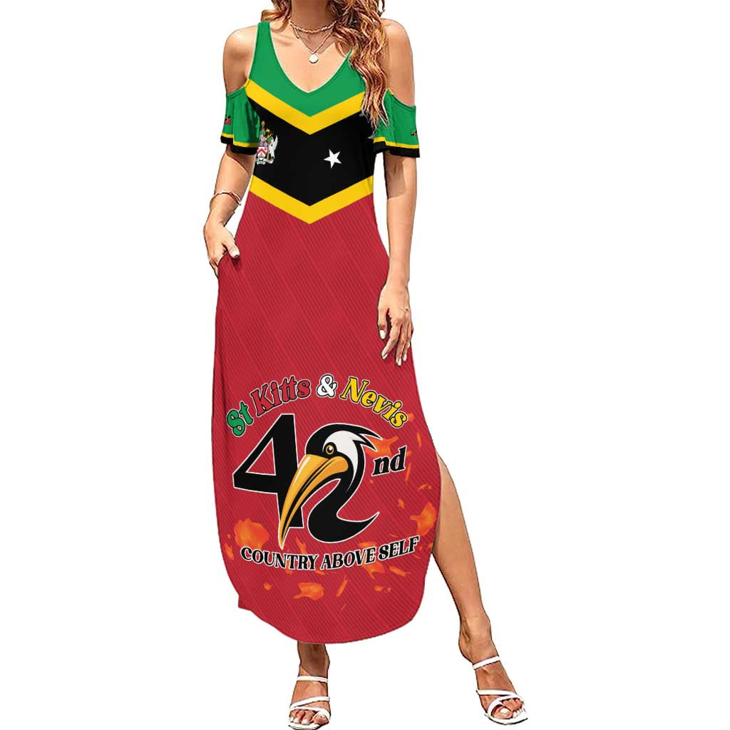 St Kitts and Nevis 42nd Independence Day Family Matching Summer Maxi Dress and Hawaiian Shirt Country Above Self LT01