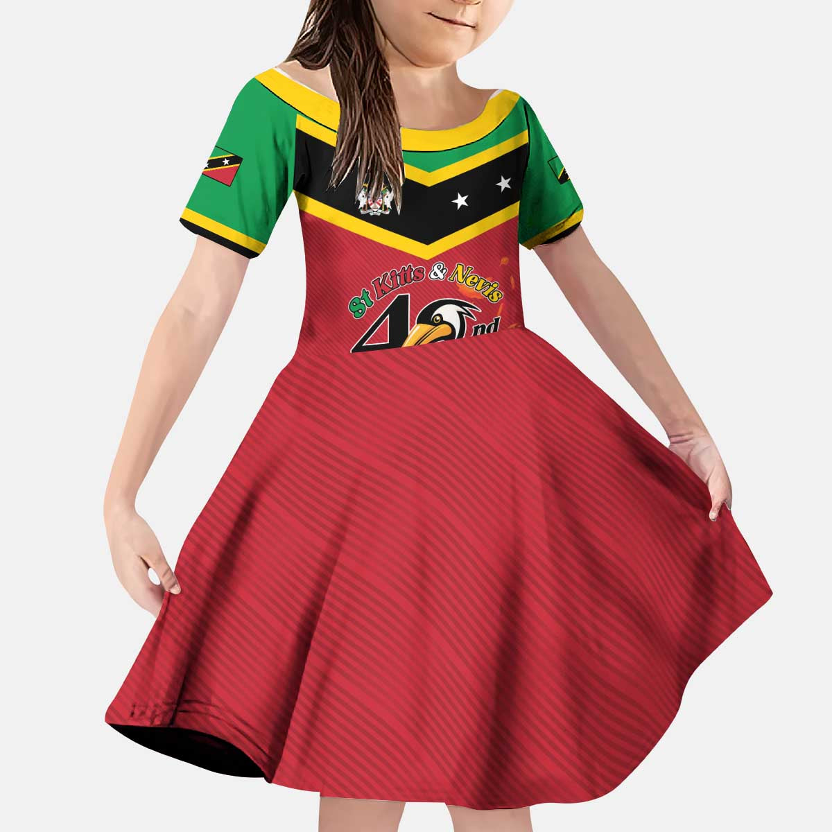 St Kitts and Nevis 42nd Independence Day Kid Short Sleeve Dress Country Above Self LT01